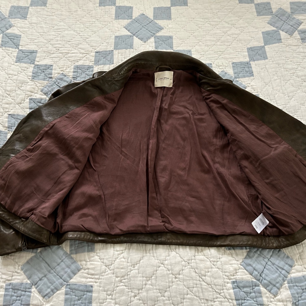 Lucky Brand Brown Leather Moto Jacket - Picture 7 of 10
